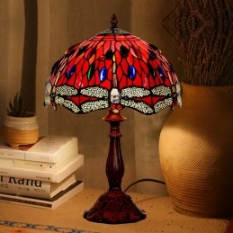 Retro rode libelle Tiffany...
