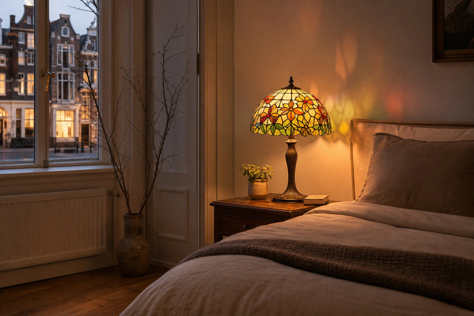 Sfeervol licht in de slaapkamer: het Tiffany nachtlampje als blikvanger