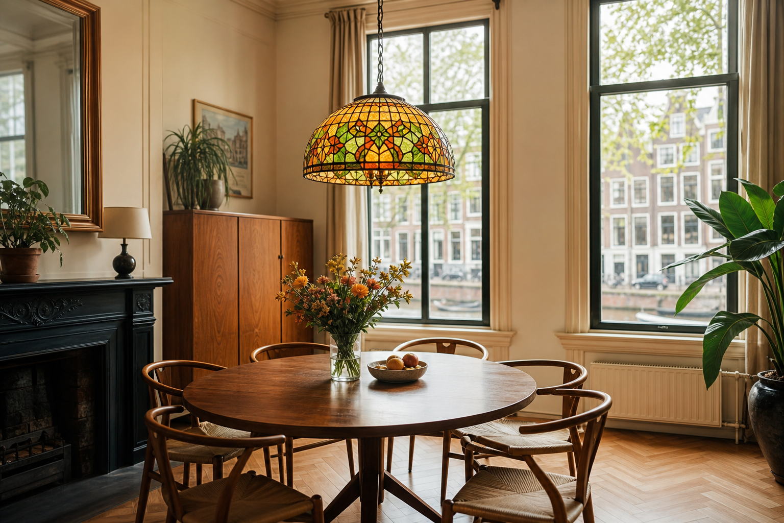 Tiffany hanglamp kopen: sfeermaker voor de ronde eettafel in het Nederlandse grachtenpand